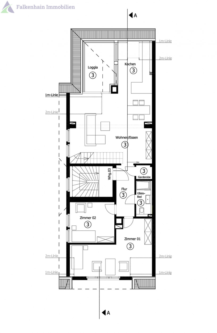 Grundriss 1.DG Dachgeschosswohnung Markkleeberg