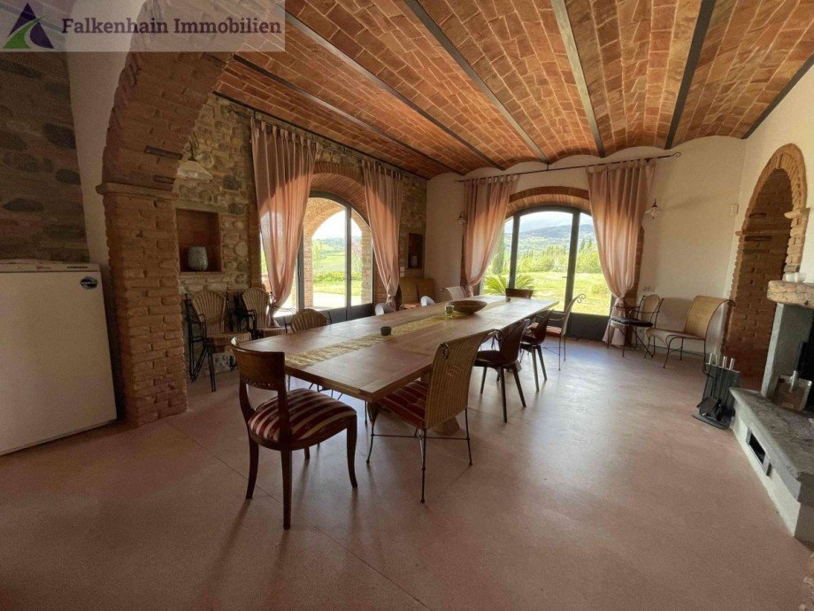 Wohnbereich mit Kamin Haus Chianni