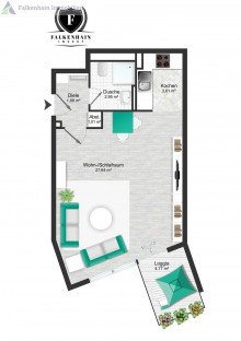 Grundriss Verkauft! Provisionsfrei direkt vom Eigent�mer! Schickes Single- Apartment mit Balkon, ruhige Lage