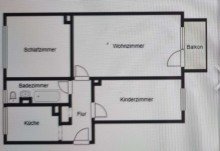Grundriss Sch�ne 3 Zi.- Wohnung, frisch gewei�te W�nde und Balkon in ruhiger Lage von Bad Lausick!