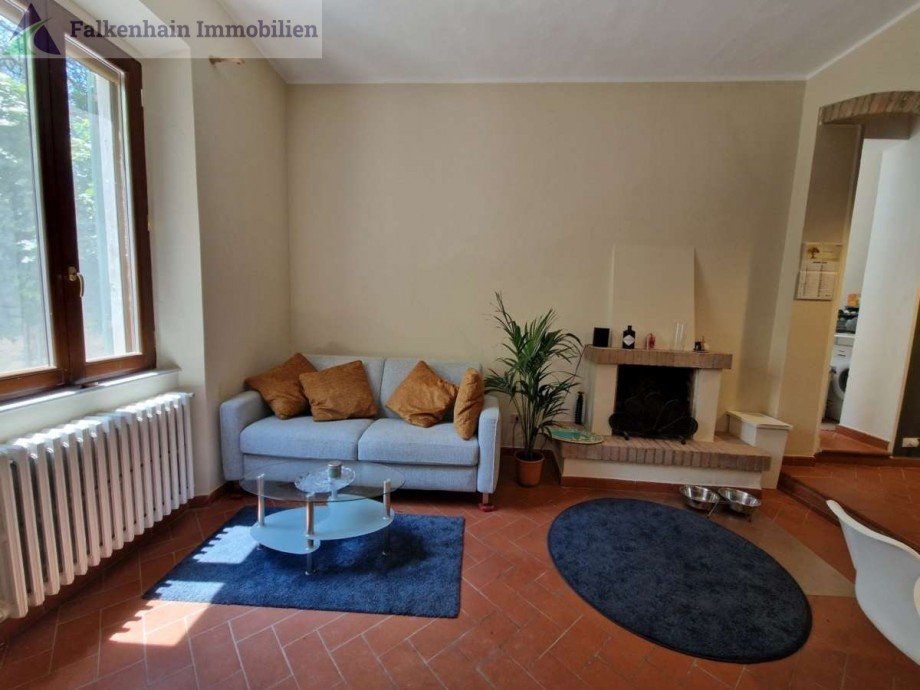 Wohnbereich mit Kamin Wohnung Casciana Terme